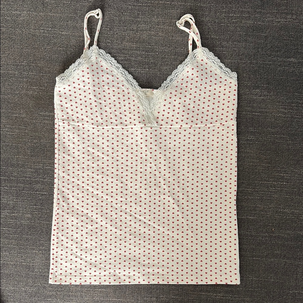Brandy Melville Red and White Fitted Camisole